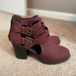 Burgundy booties